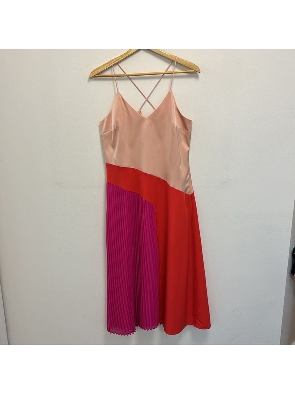 CUSHNIE X Target satin dress sleeveless lined pleated skirt pink red size 12 NEW - Picture 3 of 12